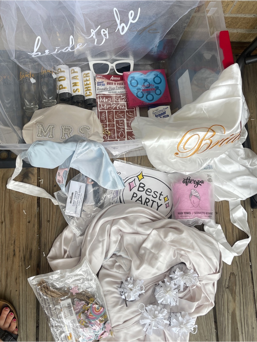 Bride wedding Bundle - Robes, cake topper, ring ice cubes